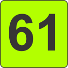 Number Sixty One (61) Fluorescent Circle or Square Labels